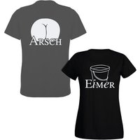 G-graphics T-Shirt Arsch & Eimer Paar- / Partner-Set zum selbst zusammenstellen, Aufdruck auf der Vorder- oder Rückseiteseite wählbar, Spruch/Sprüche/Print/Motiv, für Sie & Ihn von G-graphics