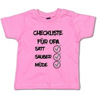 G-graphics T-Shirt Checkliste für Opa – Satt, sauber, müde mit Spruch / Sprüche / Print / Aufdruck, Baby T-Shirt von G-graphics