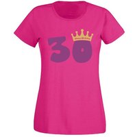 G-graphics T-Shirt Damen T-Shirt - 30 – Happy Birtday – mit Krone zum 30. Geburtstag, mit trendigem Frontprint, Slim-fit, Aufdruck auf der Vorderseite, Spruch/Sprüche/Print/Motiv von G-graphics