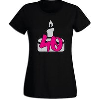 G-graphics T-Shirt Damen T-Shirt - 40 – Geburtstagstorte zum 40. Geburtstag, mit trendigem Frontprint, Slim-fit, Aufdruck auf der Vorderseite, Spruch/Sprüche/Print/Motiv von G-graphics