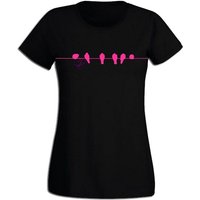 G-graphics T-Shirt Damen T-Shirt - Birds on a line Pink-Purple-Collection, mit trendigem Frontprint, Slim-fit, Aufdruck auf der Vorderseite, Print/Motiv, für jung & alt von G-graphics