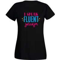 G-graphics T-Shirt Damen T-Shirt - I speak fluent sarcasm Slim-fit, mit trendigem Frontprint, Aufdruck auf der Vorderseite, Spruch/Sprüche/Print/Motiv, für jung & alt von G-graphics