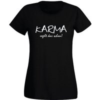 G-graphics T-Shirt Damen T-Shirt - Karma regelt das schon! mit trendigem Frontprint, Slim-fit, Aufdruck auf der Vorderseite, Spruch/Sprüche/Print/Motiv, für jung & alt von G-graphics
