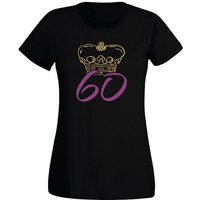 G-graphics T-Shirt Damen T-Shirt - Krone – 60 zum 60. Geburtstag, mit trendigem Frontprint, Slim-fit, Aufdruck auf der Vorderseite, Spruch/Sprüche/Print/Motiv von G-graphics