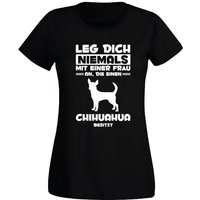 G-graphics T-Shirt Damen T-Shirt - Leg Dich niemals mit einer Frau an - Chihuahua mit trendigem Frontprint, Slim-fit, Aufdruck auf der Vorderseite, Spruch/Sprüche/Print/Motiv, für jung & alt von G-graphics