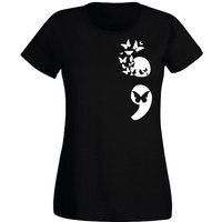 G-graphics T-Shirt Damen T-Shirt - Semicolon mit Schmetterlingen mit trendigem Frontprint, Slim-fit, Aufdruck auf der Vorderseite, Spruch/Sprüche/Print/Motiv, für jung & alt von G-graphics