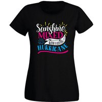 G-graphics T-Shirt Damen T-Shirt - Sunshine mixed with a little Hurricane Slim-fit, mit trendigem Frontprint, Aufdruck auf der Vorderseite, Spruch/Sprüche/Print/Motiv, für jung & alt von G-graphics