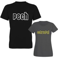 G-graphics T-Shirt Pech & Schwefel Paar- / Partner-Set zum selbst zusammenstellen, Aufdruck auf der Vorder- oder Rückseiteseite wählbar, Spruch/Sprüche/Print/Motiv, für Sie & Ihn von G-graphics