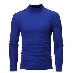 Herren Rollkragen Langarmshirts T-Shirts Slim Fit Rollkragen Pullover Baumwolle Sweatshirt Unterzieh Elastisch Einfarbig (Blau, XL) von G-real