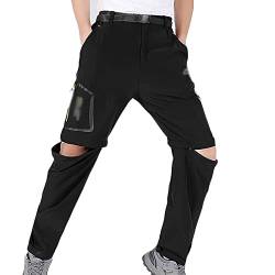 G&F Herren Wanderhose Zip Off Trekkinghose, Atmungsaktiv Schnell Stretch Abnehmbar Outdoorhose Hiking Pants (Color : Black, Size : XXL) von G&F