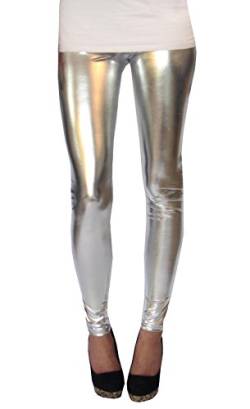 Extra Lang Leggings Ultrashine hoch Gr. 44, silber von G&T Originals