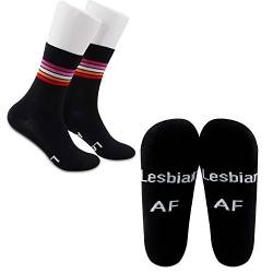 G2TUP 2 Pairs Gay Lesbian Pride Gift Socks Funny LGBTQ Gift Lesbian AF for Girlfriend Gay Boyfriend (Lesbian AF, Mid Calf) von G2TUP