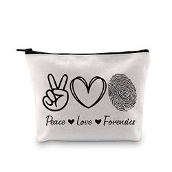 G2TUP Forensic Gift Peace Love Forensics Make-up-Tasche Forensic Science Kosmetiktasche Forensic Science Investigator Geschenk Kriminologen Reißverschluss Reisetasche, Peace Love Forensics MB von G2TUP