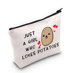 G2TUP Kosmetiktasche für Kartoffelliebhaber, Motiv: Just A Girl Who Loves Potatoes, Kartoffelkönigin, Kosmetiktasche, Lebensmittelliebhaber, Reisetasche, Just A Girl Who Loves Potatoes von G2TUP