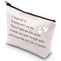 G2TUP Kosmetiktasche mit Aufschrift "I Hope Were Friends Until We Die Ghost", lustige Tasche für Bestie, Ghost Friends schwarz von G2TUP