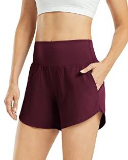 G4Free Activewear-Shorts für Damen Hohe Taille Yoga Kurz Hose mit Taschen Laufhose Sportshorts für Fitnessstudio Ausbildung von G4Free
