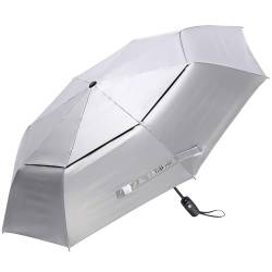 G4Free UPF 50+ UV-Schutz Reiseschirm 42/46 Inch Winddicht Silberbeschichtung Sonnenblockierender Regenschirm von G4Free