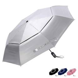 G4Free UPF 50+ UV-Schutz Reiseschirm 42/46 Inch Winddicht Silberbeschichtung Sonnenblockierender Regenschirm von G4Free