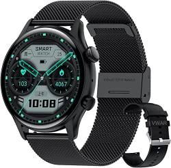 GABLOK Smartwatches Men's Screen Always Shows Bluetooth Calls Women's Sports and Fitness Electronic (Color : Mesh Belt Black, Size : 1) von GABLOK