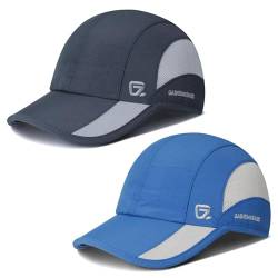 GADIEMKENSD Camping Outdoor Kappe für Herren Leichte Atmungsaktive Kühlende Unstrukturierte Schnelltrocknende Weiche Baseballkappe Trucker Vatermützen Kappen Sommerhüte Dunkelgrau, Blau 2 Stücke von GADIEMKENSD