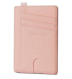 GADIEMKENSD Credit Card Holder RFID Blocking Genuine Leather Slim Card Wallet Compact Size Card Cases for Women Keychain Wallet Purse with D-Shackle Llaveros De Hombre ID Exemption Card Set Pale Pink von GADIEMKENSD