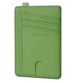 GADIEMKENSD Credit Card Holder RFID Blocking Genuine Leather Slim Card Wallet Compact Size Card Cases for Women Men Keychain Wallet with D Shackle Llaveros De Hombre Exemption Card Set Apple Green von GADIEMKENSD