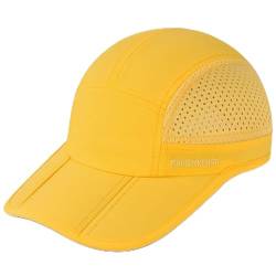 GADIEMKENSD Folding Running Men Hat Long Brim Golf Hats Quick Dry Baseball Caps Unstructured Breathable Light Cooling Cap Adjustable Trucker Hat for Hiking Workout Gym Tennis Travel Yellow von GADIEMKENSD