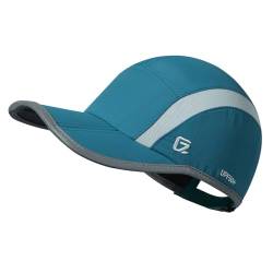 GADIEMKENSD Quick Dry Sports Hat Lightweight Breathable Soft Outdoor Run Cap (Folding Series, Peacock Blue) von GADIEMKENSD