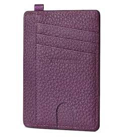 GADIEMKENSD Slim Wallet Minimalist Credit Card Holder RFID Blocking Genuine Leather Compact Size Card Case for Women Men Purse with D-Shackle Llaveros De Hombre Exemption Card Set Purple von GADIEMKENSD