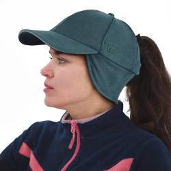 GADIEMKENSD Women's Fleece Ponytail Hat Reflective Winter Hat with Ear Flaps Trapper Hat with Flip Down Ear Warmers Adjustable Baseball Cap Cold Beanie for Workout Hiking Running Snow Ski Dark Green von GADIEMKENSD