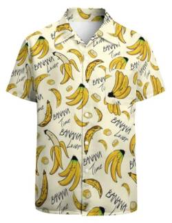 GADZILLE Hawaii-Hemd für Herren, lässig, Button-Down-Shirt, kurzärmelig, Aloha-Strand-Shirt, Party-Shirt,, Tropische Banane, Mittel von GADZILLE