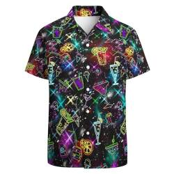 GADZILLE Hawaiihemd für Herren Casual Button Down Shirt Kurzarm Aloha Strandhemd Party Shirt, Neon Bling Beer, Mittel von GADZILLE