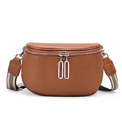GAEKEAO Crossbody Bags Kleine Umhängetasche aus echtem Leder mit breitem Riemen für Damen, Z02 Braun, 9911 von GAEKEAO