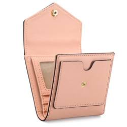 GAEKEAO Kleine Geldbörse für Damen, Leder, RFID-blockierend, Kreditkartenhalter, Organizer, Mini-Geldbörse mit doppeltem Reißverschluss, Pink, Modern von GAEKEAO