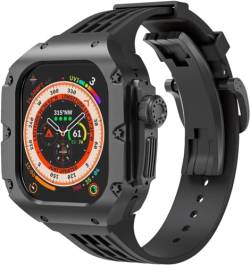 GAFNED 49 mm Titanlegierung, Uhrengehäuse, Gummiband, für Apple Watch Ultra 2 Serie, Ersatzteil, Sportarmbänder, Uhrengehäuse, Metallkrone, Mod-Kit, Zubehör, 49 mm, Achat von GAFNED