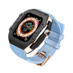 GAFNED Fluorkautschuk-Uhrenarmband, Carbonfaser-Gehäuse, Modifikationsset, für Apple Watch Ultra 8, 49 mm, 7, 6, 5, 4, SE, 45 mm, 44 mm, Ersatz-Sportuhr-Zubehör mit Werkzeug, 44mm, Achat von GAFNED