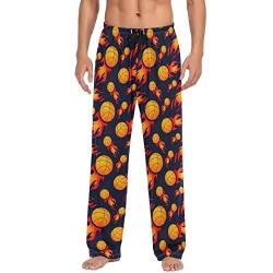 GAIREG Baseball Sport Muster Pyjama für Herren Lange Pyjamahose mit Kordelzug Sleep Lounge PJ Pants S-XXL, Basketball und Feuer, Medium von GAIREG