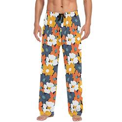 GAIREG Farbige Blumen Pyjama für Herren, lange Pyjamahose mit Kordelzug, Sleep Lounge PJ Pants S-XXL, Farbige Blumen, Medium von GAIREG