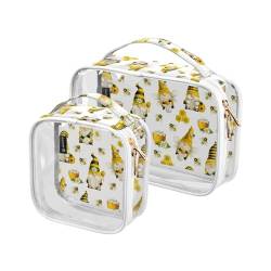 GAIREG Kosmetiktasche mit Sternennachtblüte, transparent, TSA-zugelassen, Kulturbeutel für Damen, transparente Kosmetiktasche, Frühlingswichtel, Biene von GAIREG