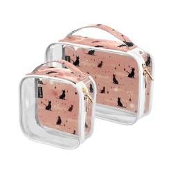 GAIREG Kulturbeutel für Herren, Motiv: Frohe Ostereier, Hasen, Frühlingsblüten, transparent, Reise-Make-up-Tasche, Katze auf rosa Wolke von GAIREG