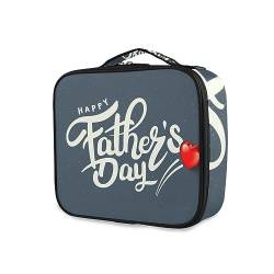 GAIREG Make-up-Tasche mit roten Lippen und Kirschen, für Reisen, mit Trennwänden, für Frauen, Happy Fathers Day Red Heart von GAIREG