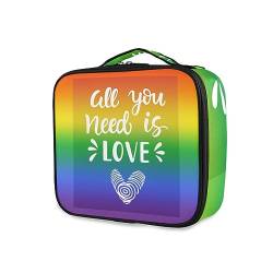 GAIREG Make-up-Tasche mit tropischen Blättern auf marineblauem Material, für Damen, tragbar, mit Trennwänden, Kulturbeutel, LGBT Homosexuell Pride von GAIREG