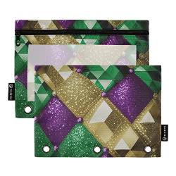 GAIREG Mardi Gras Carnival Lila Grün Gold 3 Loch Bleistift Tasche für Binder 2 Pack von GAIREG