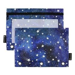 GAIREG Space Constellations Stars Federmäppchen mit 3 Ringen und Reißverschluss, Federtasche mit Ösen, 2 Stück von GAIREG