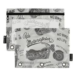 GAIREG Vintage Motorrad Silhouette Binder Pouch 3 Ring Bleistift Tasche Bleistift Taschen für Binder 2 Pack von GAIREG