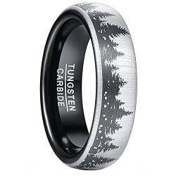 GALANI Silber Schwarz Hochzeit Ring für Herren Damen 6mm Eheringe Wolfram Ring für Verlobung Versprechen Vorschlag Jahrestag Mode Schmuck Gewölbt Band Ring Komfort Fit Größe 62(19.7) von GALANI