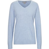 GALERIA essentials Pullover "Esra", Rippbündchen, V-Ausschnitt, für Damen, blau, L von GALERIA essentials