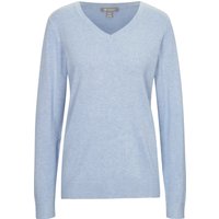 GALERIA essentials Pullover "Esra", Rippbündchen, V-Ausschnitt, für Damen, blau, M von GALERIA essentials