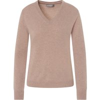 GALERIA Cashmere Pullover "Schweden", V-Ausschnitt, feingerippte Abschlüsse, für Damen, beige, 46 von GALERIA