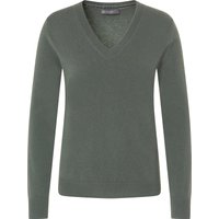 GALERIA Cashmere Pullover "Schweden", V-Ausschnitt, feingerippte Abschlüsse, für Damen, grün, 40 von GALERIA